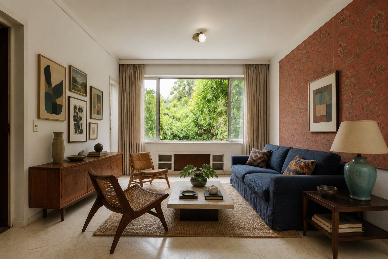 Renovated living room proposal using the selected materials