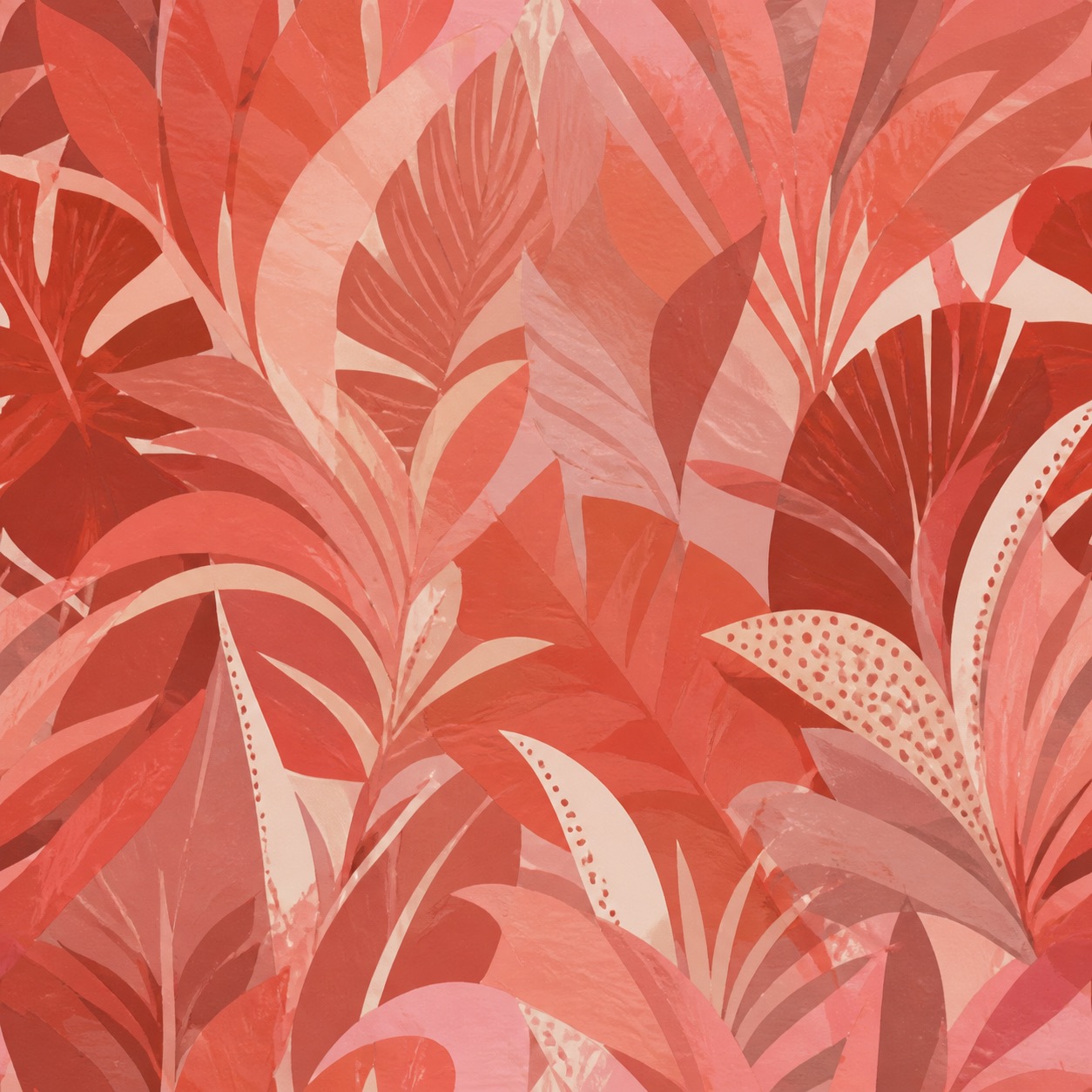 Coral botanical wallcovering sample
